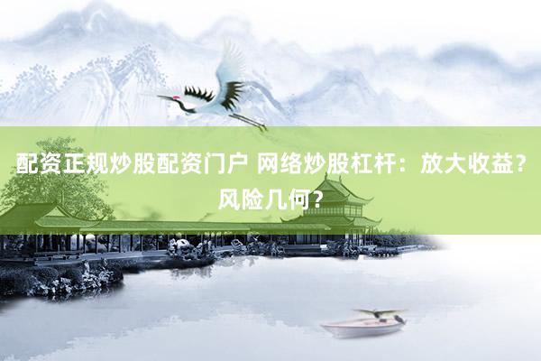配资正规炒股配资门户 网络炒股杠杆：放大收益？风险几何？