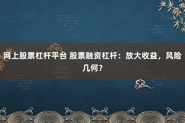 网上股票杠杆平台 股票融资杠杆：放大收益，风险几何？