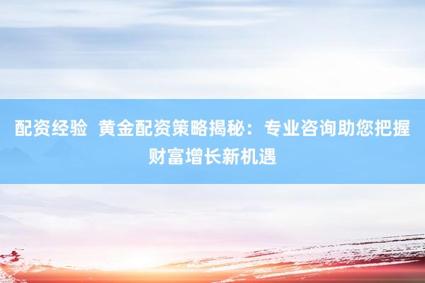 配资经验  黄金配资策略揭秘：专业咨询助您把握财富增长新机遇