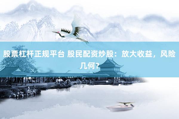 股票杠杆正规平台 股民配资炒股：放大收益，风险几何？